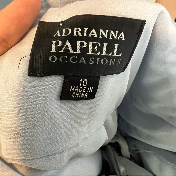 Adrianna Papell Occasions Floral Silk Halter Beaded Dress Brown & Blue - Picture 11 of 13